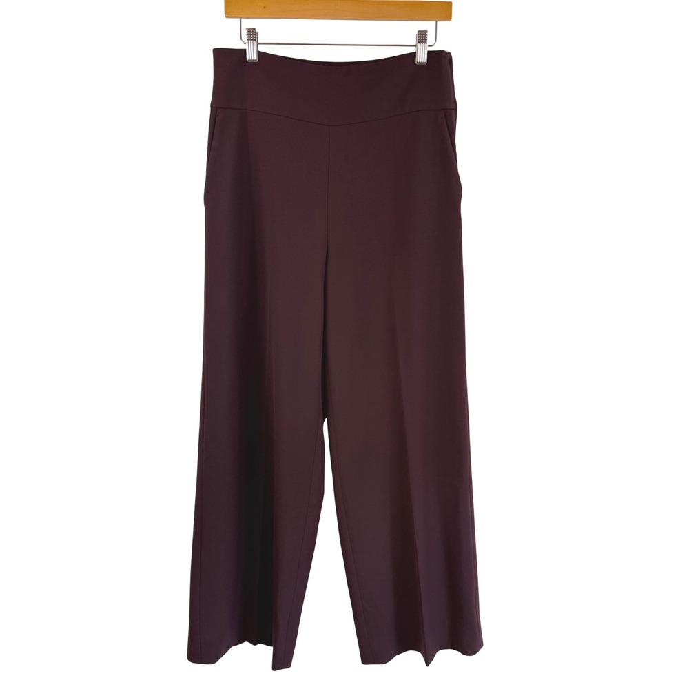 M.M.LaFleur Wide Leg Wool Blend Pants Sz 6 Burgundy Italian Fabric Career Office